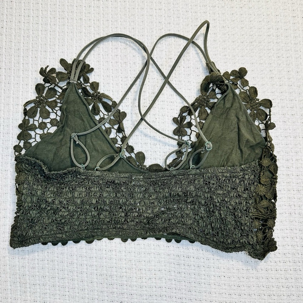 Free People Adella Crochet Lace Bralette Bundle Olive Green Mustard Yellow - M - Picture 11 of 14